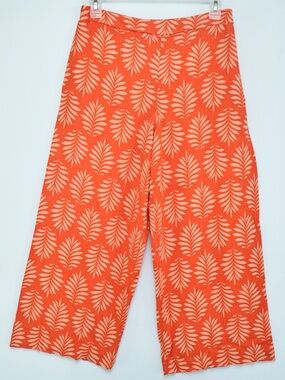 APRICOT Orange Leaf-Print Wide Leg Pants